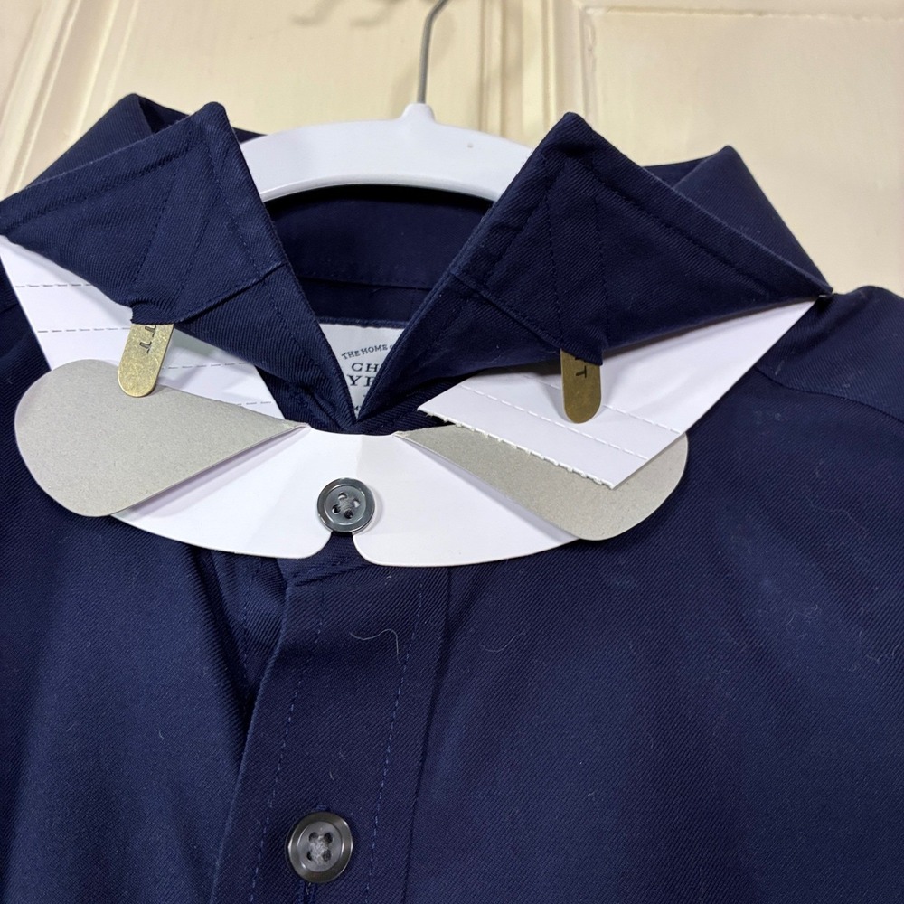 Charles Tyrwhitt Shirt Navy Cotton New Slim Fit 16.5/34 Quiet luxury - Picture 6 of 10